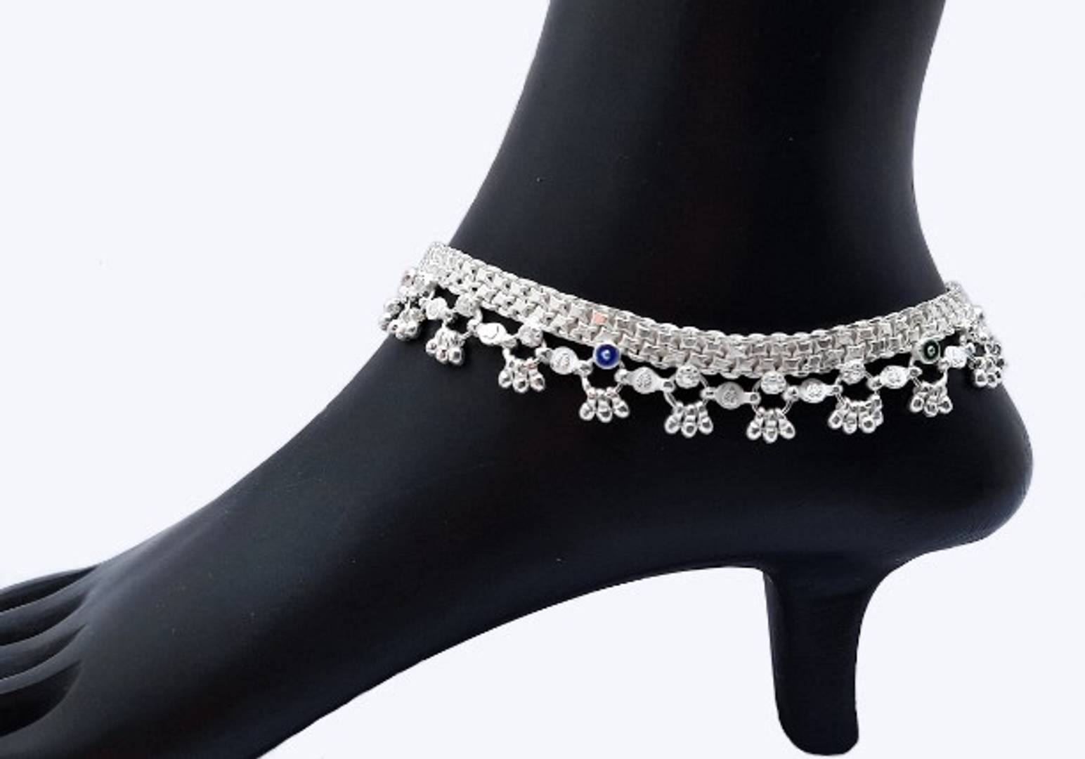 Traditional German Silver Anklet for Women - 1 Pair